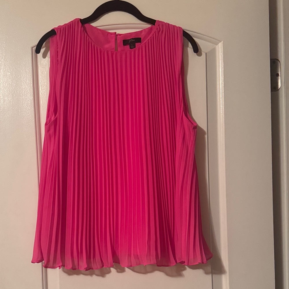 J.Crew Gorgeous Bright Pink Sleeveless Pleated Top